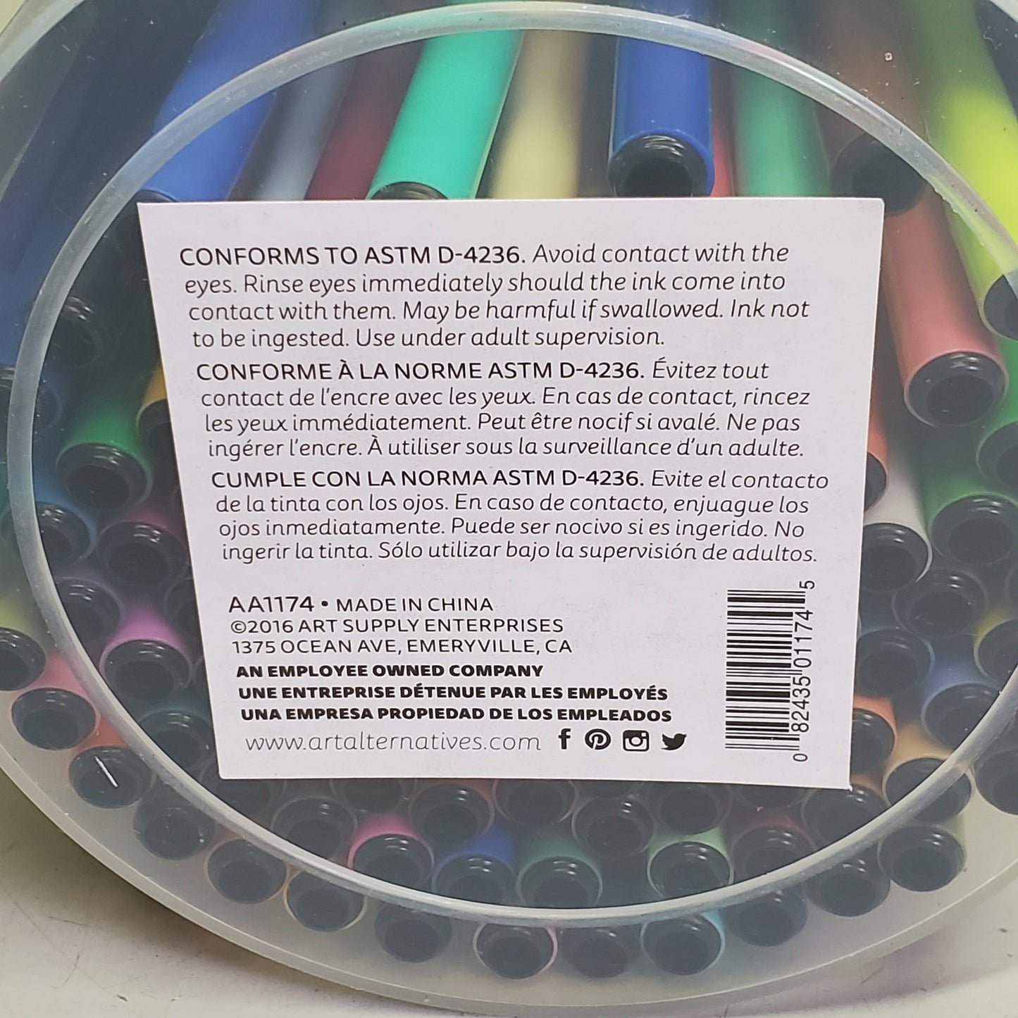 ART ALTERNATIVES Fine Tipped Water Base Marker Set 100 PC Mixed AA1174