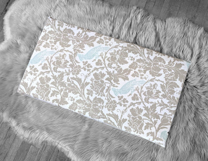 IKEA Bankkamrat, Hemmahos, Stuva Bench Pad Cover Beige Blue Floral Cockatoo Bench Pad Cover