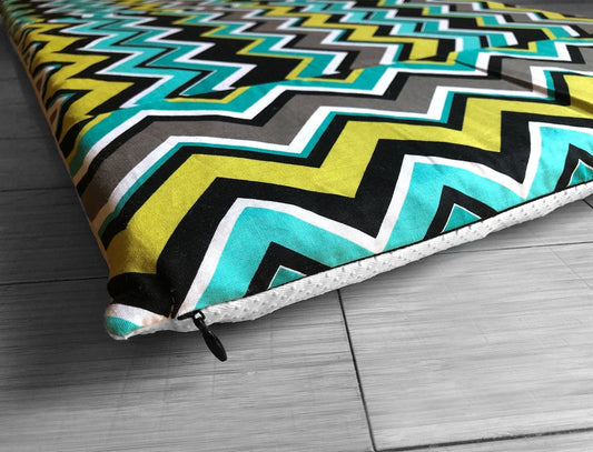 IKEA Bankkamrat, Hemmahos, Stuva Bench Pad Cover  Chevron Pattern, Turquoise Blue Yellow