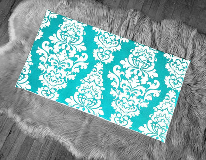 IKEA Bankkamrat, Hemmahos, Stuva Bench Pad Cover  Damask Print Turquoise Blue