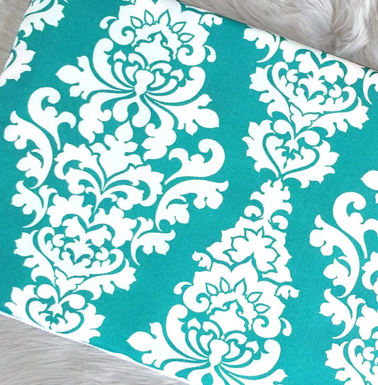 IKEA Bankkamrat, Hemmahos, Stuva Bench Pad Cover  Damask Print Turquoise Blue