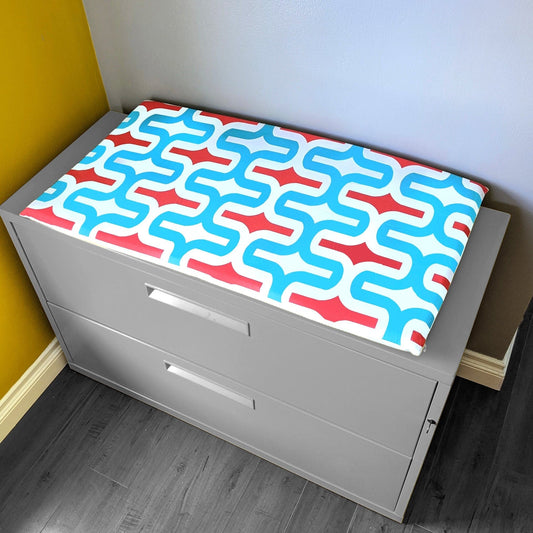 IKEA Bankkamrat, Hemmahos, Stuva Bench Pad Cover  Geometric Pattern, Turquoise Blue Red