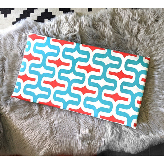 IKEA Bankkamrat, Hemmahos, Stuva Bench Pad Cover  Geometric Pattern, Turquoise Blue Red