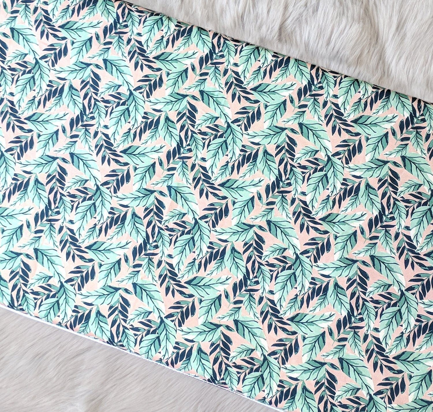 IKEA Bankkamrat, Hemmahos, Stuva Bench Pad Cover Pink Green Leaf Print