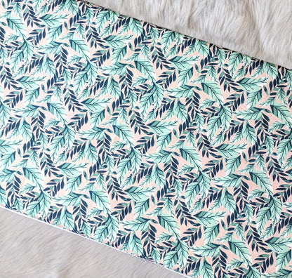 IKEA Bankkamrat, Hemmahos, Stuva Bench Pad Cover Pink Green Leaf Print