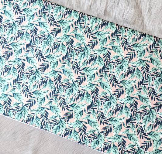 IKEA Bankkamrat, Hemmahos, Stuva Bench Pad Cover Pink Green Leaf Print