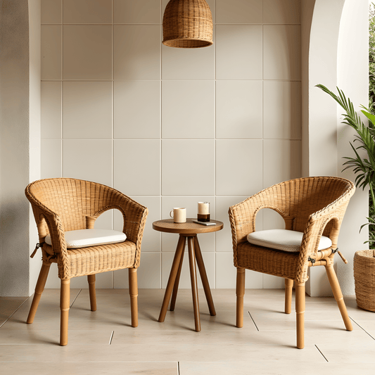 Beige Stripe U-Shape Outdoor Chair Pads – Set of 2 – Compatible with IKEA Tarno, Ingolf & Sundso