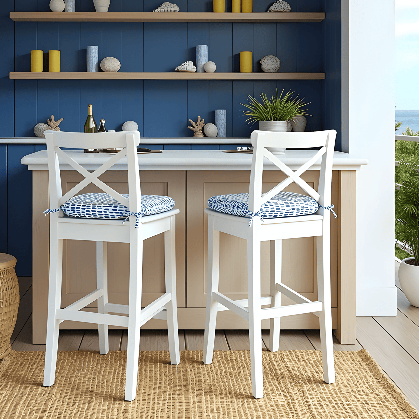 Blue Rain U-Shape Outdoor Chair Pads – Set of 2 – Compatible with IKEA Tarno, Ingolf & Sundso