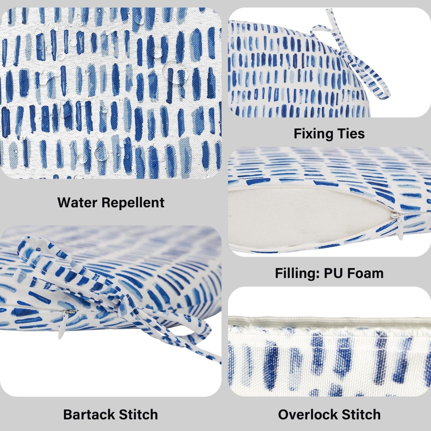 Blue Rain U-Shape Outdoor Chair Pads – Set of 2 – Compatible with IKEA Tarno, Ingolf & Sundso