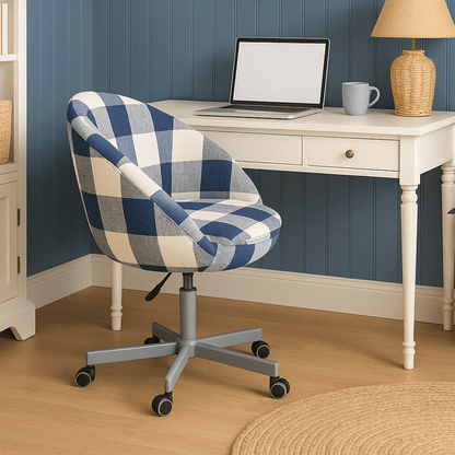 Navy Blue Buffalo Check Plaid Slipcover, Compatible with IKEA Skruvsta Chair – Classic, Modern, and Custom-Fit