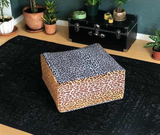 Bean Bag Animal Print Pouf Cover, Ottoman Seat Cover, Cheetah Leopard