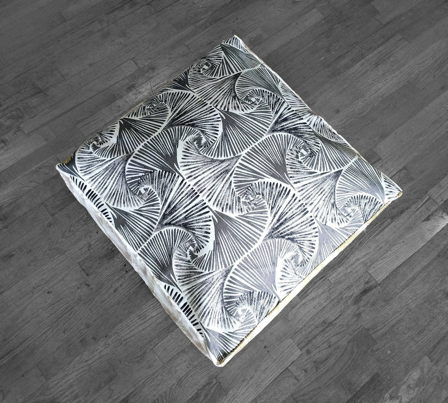 Bean Bag Pouf Cover, Ottoman Neutral Tones, Gold Patterned