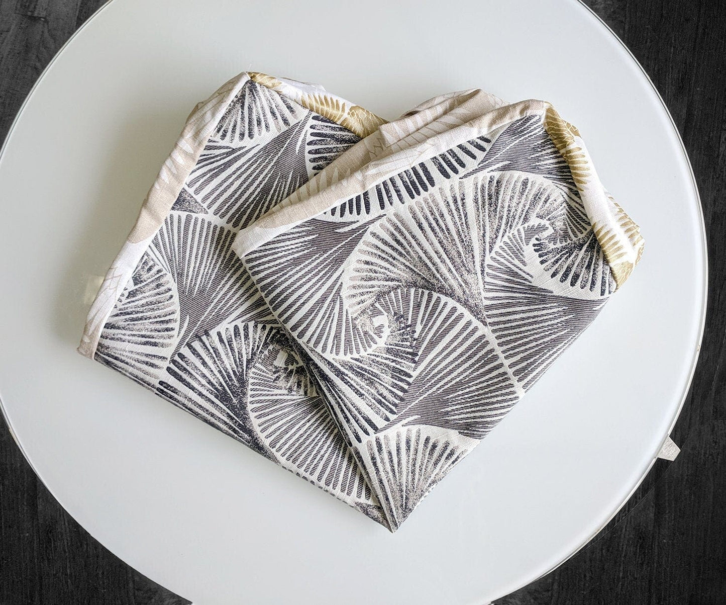 Bean Bag Pouf Cover, Ottoman Neutral Tones, Gold Patterned