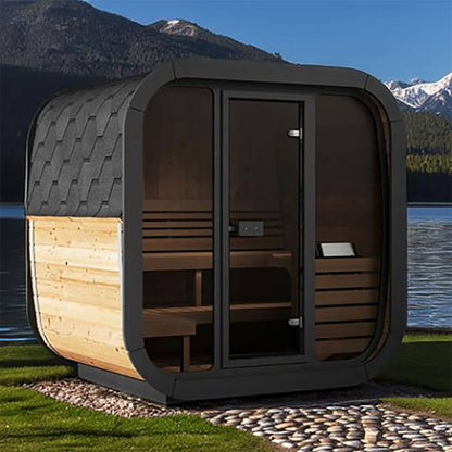 SaunaLife Model CL5G 4-Person Cube-Series Luxury Wooden Outdoor Home Sauna Kit [SL-MODELCL5G] (SAK91835)