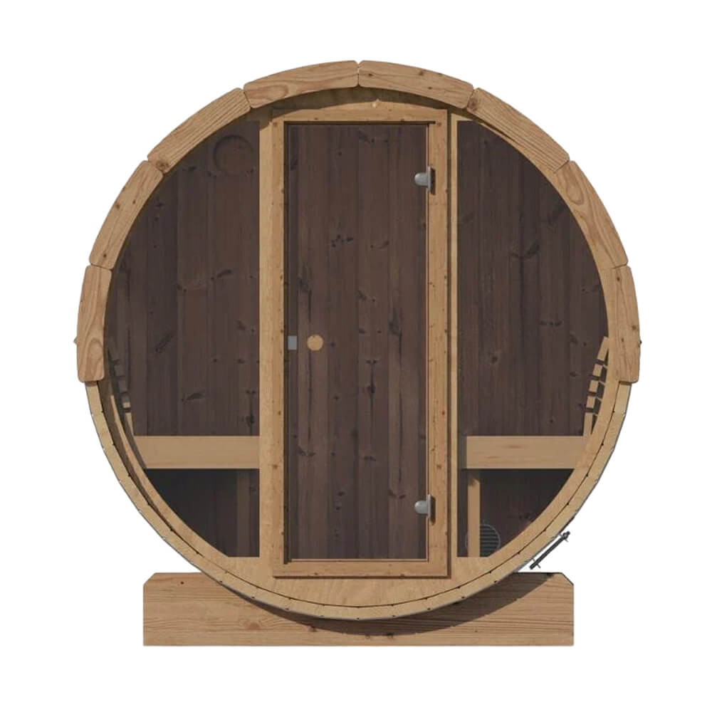 SaunaLife Model E7G Ergo Series 4-Person Outdoor Sauna Barrel With Glass Front [SL-MODELE7G] (SAK81934)