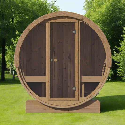 SaunaLife Model E8G Ergo Series 6-Person Outdoor Sauna Barrel With Tempered Glass Front [SL-MODELE8G] (SAK92814)