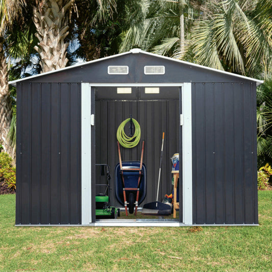 [04X07FT] Alora Small Outdoor Garden Backyard Storage Tool Shed W/ Sliding Door (SAK59938)