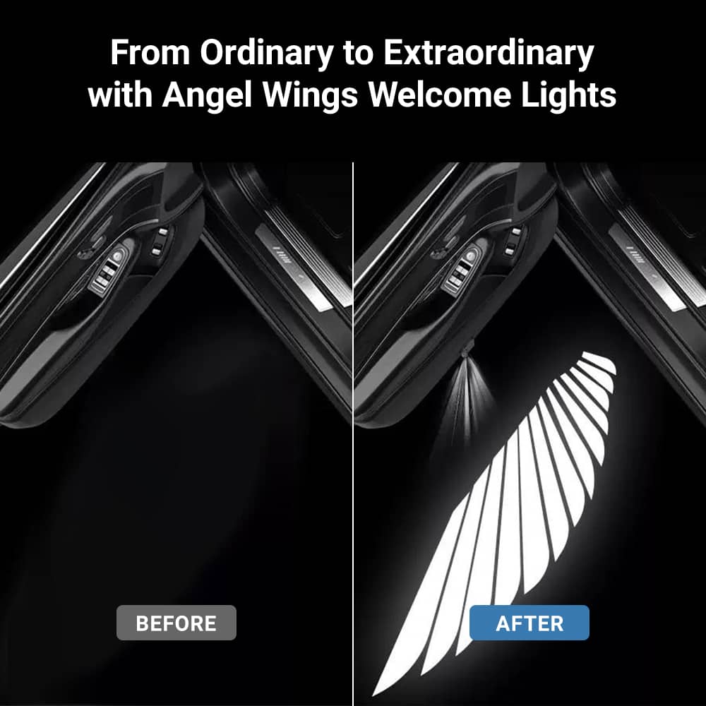 TESERY Angel Wings Door Welcome Lights for Model 3/Y/S/X