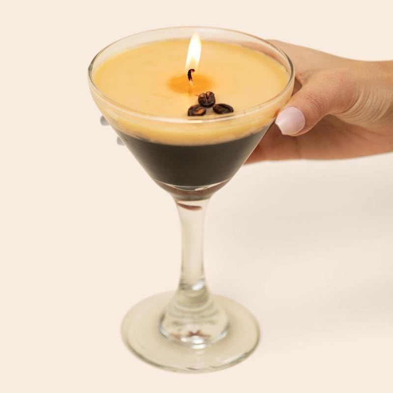 The Original Espresso Martini Candle|Handmade Coffee & Cream ScentedIReusable 9 oz. Martini Glass | Home Decor Gift（Super Good qualiey）