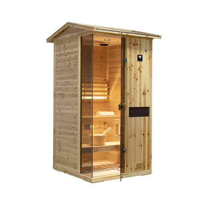 Thermora Nova 1-Person Outdoor Weather-Resistant Traditional Wooden Steam Sauna Room (SAK71642)