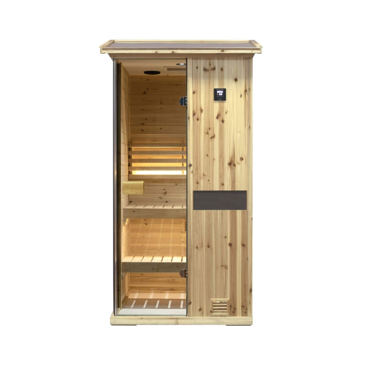 Thermora Nova 1-Person Outdoor Weather-Resistant Traditional Wooden Steam Sauna Room (SAK71642)