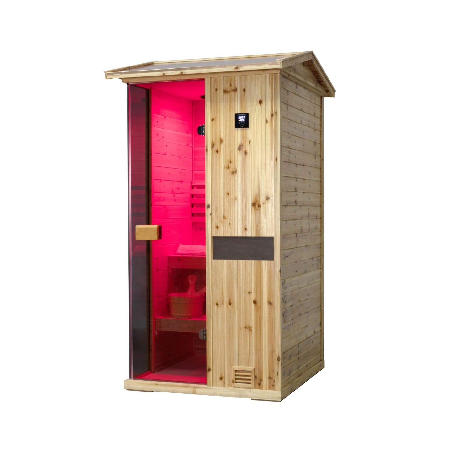 Thermora Nova 1-Person Outdoor Weather-Resistant Traditional Wooden Steam Sauna Room (SAK71642)