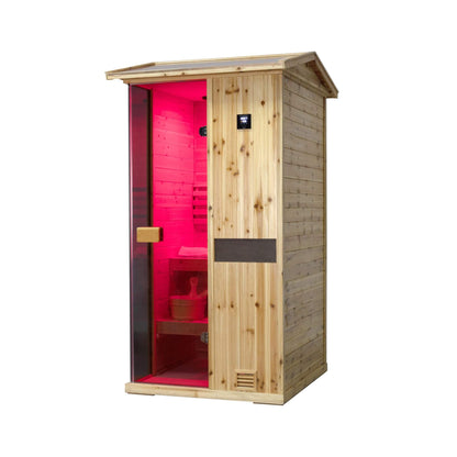 Thermora Nova 1-Person Outdoor Weather-Resistant Traditional Wooden Steam Sauna Room (SAK71642)