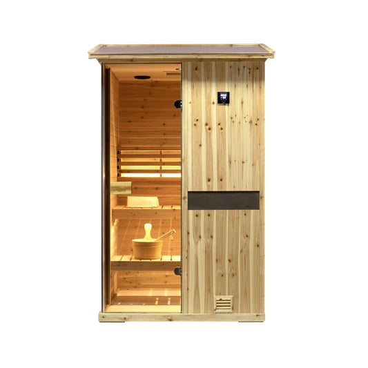 Thermora Arctic Premium 2-Person Outdoor Wooden Steam Sauna Room With Smart Control Panel And Bluetooth Audio (SAK52918)