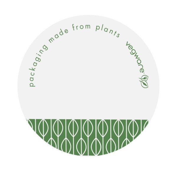 Vegware 1.7 in Round Write-On Compostable Sticker, White & Green (QTY 1000), SKU VRST45W