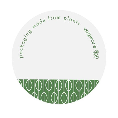 Vegware 1.7 in Round Write-On Compostable Sticker, White & Green (QTY 1000), SKU VRST45W