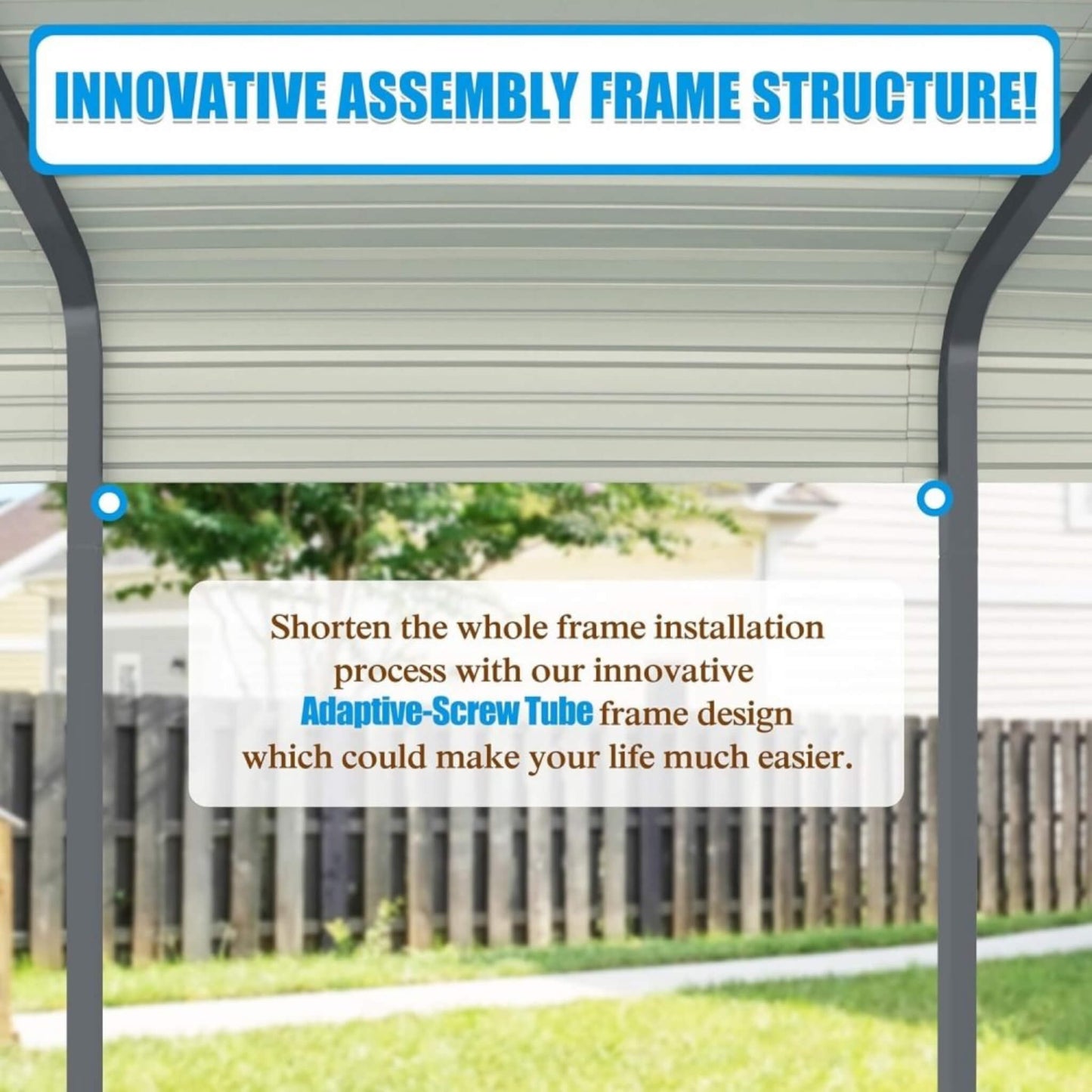 [12X20FT] Alora Premium Modern Heavy-Duty Outdoor Alloy Steel Carport Canopy (SAK91486)